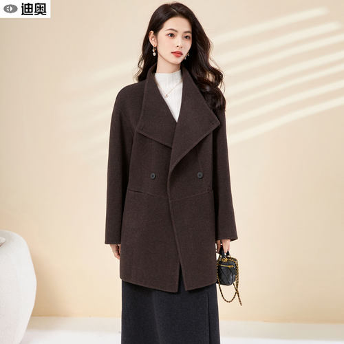 迪奥高级感轻奢双面呢羊毛大衣女