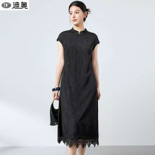 迪奥黑色连衣裙气质优雅桑蚕丝裙