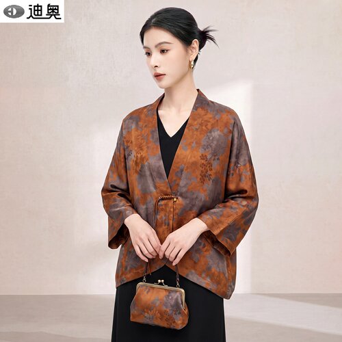 迪奥高端桑蚕丝香云纱短外套女秋