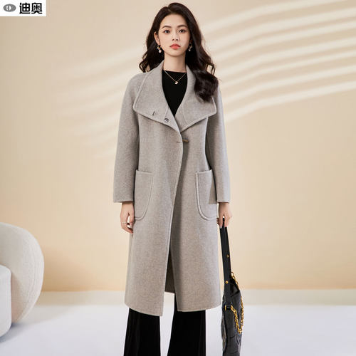 迪奥赫本风轻奢双面呢羊毛大衣女