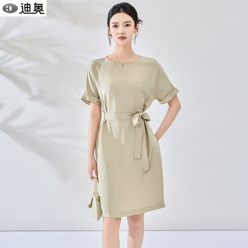 迪奥30姆米重磅真丝系带连衣裙女