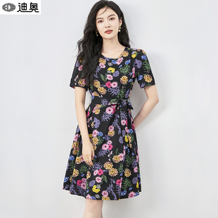 裙子小个子收腰显瘦A字裙 短袖 迪奥高端气质连衣裙女2026夏季 新品