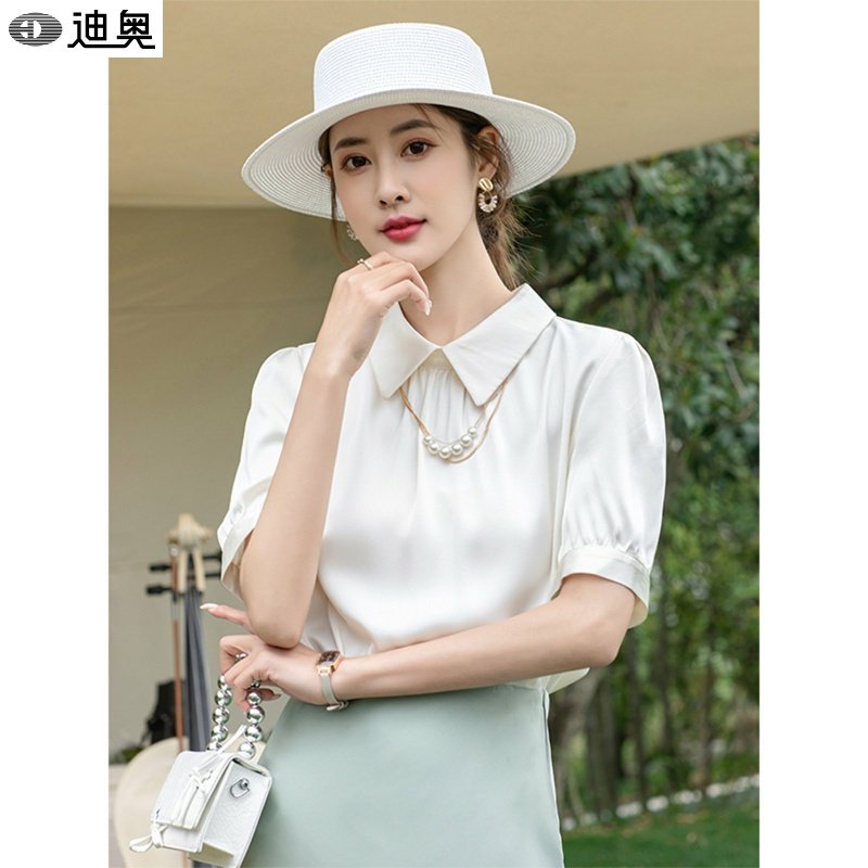 迪奥桑蚕丝高端短袖女2026夏季新款重磅真丝纯色翻领气质T恤上衣,女装/女士精品,真丝上装,淘宝优惠券,粉丝福利购,淘宝优惠卷