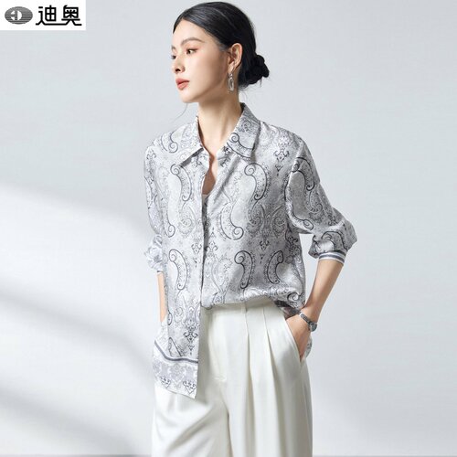 迪奥高级感桑蚕丝衬衫女真丝衬衣