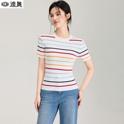 迪奥气质百搭短袖T恤针织衫女夏