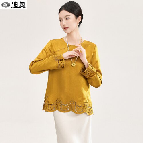 迪奥早春长袖衬衫女气质国风衬衣