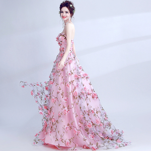 Hand stereoscopic flower immortal pink bride tuxedo wedding dresses wedding dresses