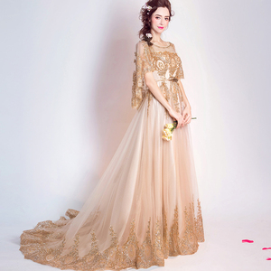 Retro luxurious noble golden bride wedding dresses wedding dresses
