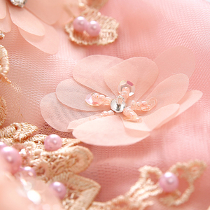 Pink fairy flower bride wedding ceremony dinner party Princess Wedding Dress