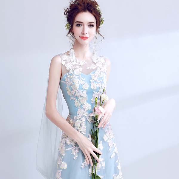 Blue fishtail bride wedding dresses