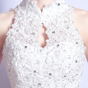 Lace beading Chinese collar Halter Princess Bride Wedding Dress