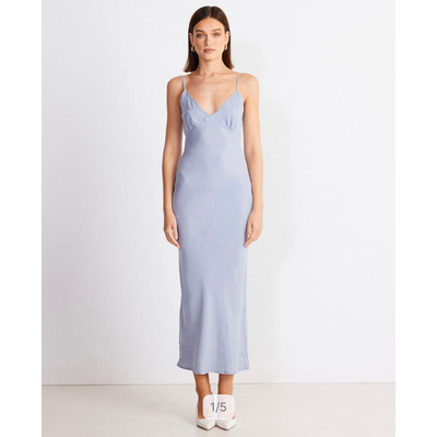 澳洲单SN#YS小众设计款高级感纯色铜氨丝吊带长裙收腰显瘦连衣裙