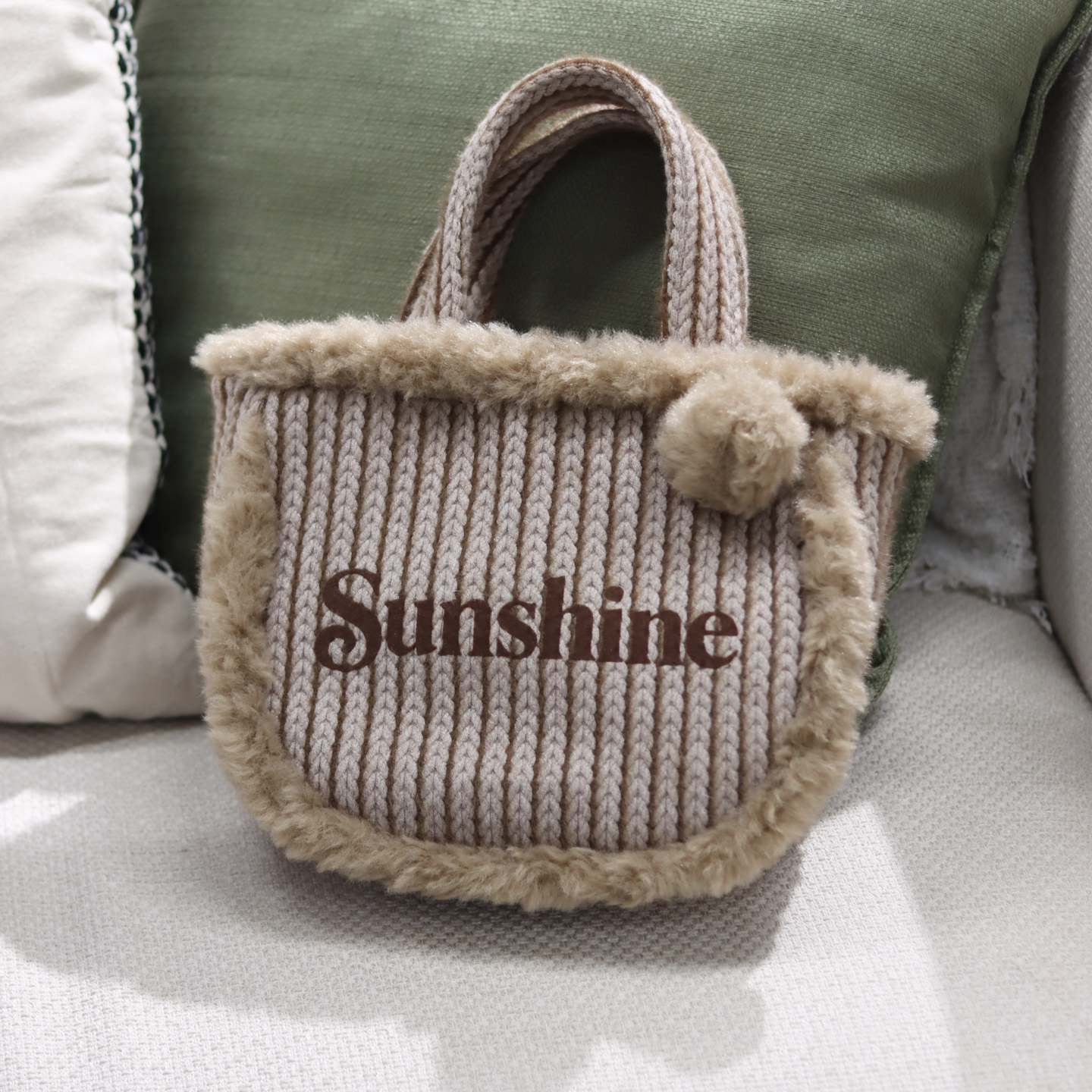 原创秋冬可爱毛毛编织毛线包