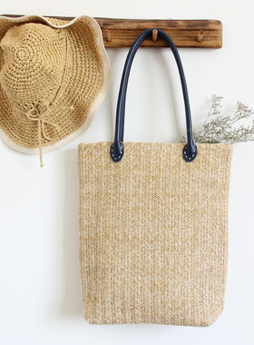 吾尤粒原创B0072夏草编女包清新假日编织手工海边法式真皮单肩包