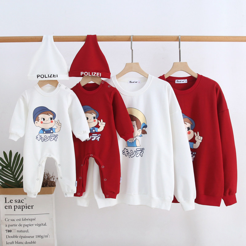 플러스 사이즈 부모-자식 의류 3 4인 가족을 위한 가을 겨울 의류  를 위한 패셔너블한 가족 스웨트 셔츠 엄마와 아이 엄마와 딸 가족 의류