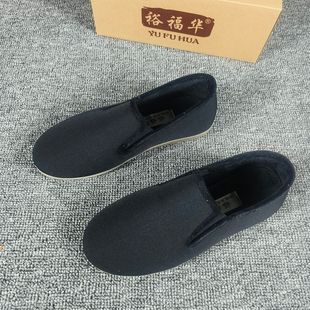 加绒裕福华正品男款老北京布鞋冬季保暖牛筋底耐磨
