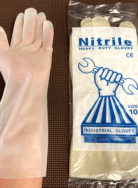 白色透明Nitrile丁晴腈手套雪莲耐油耐酸碱 防穿刺手撕鸭手套加厚