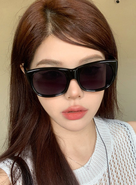 复古黑色大框猫眼墨镜女方圆脸潮