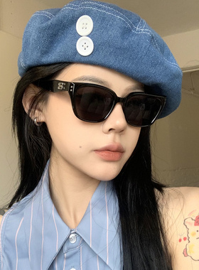 复古黑色猫眼墨镜女偏光防紫外线