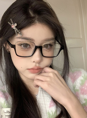 复古黑色半框素颜眼镜女韩版潮ins圆脸防蓝光近视可配度数眼镜框