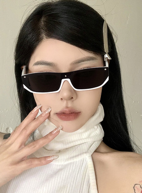 复古白色半框高级感墨镜防紫外线