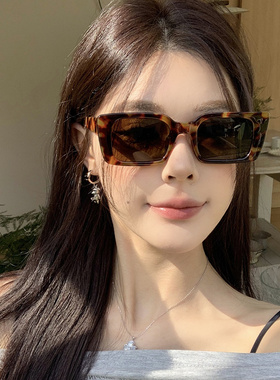 欧美方形豹纹高级感女款太阳眼镜