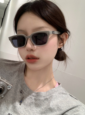 新款方形铆钉高级感灰色墨镜男女