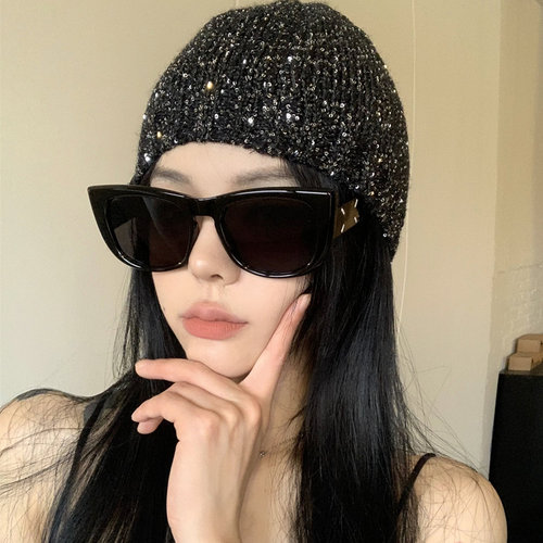 复古女大框黑色猫眼墨镜防紫外线