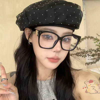 黑框素颜眼镜大框显瘦可配有度数