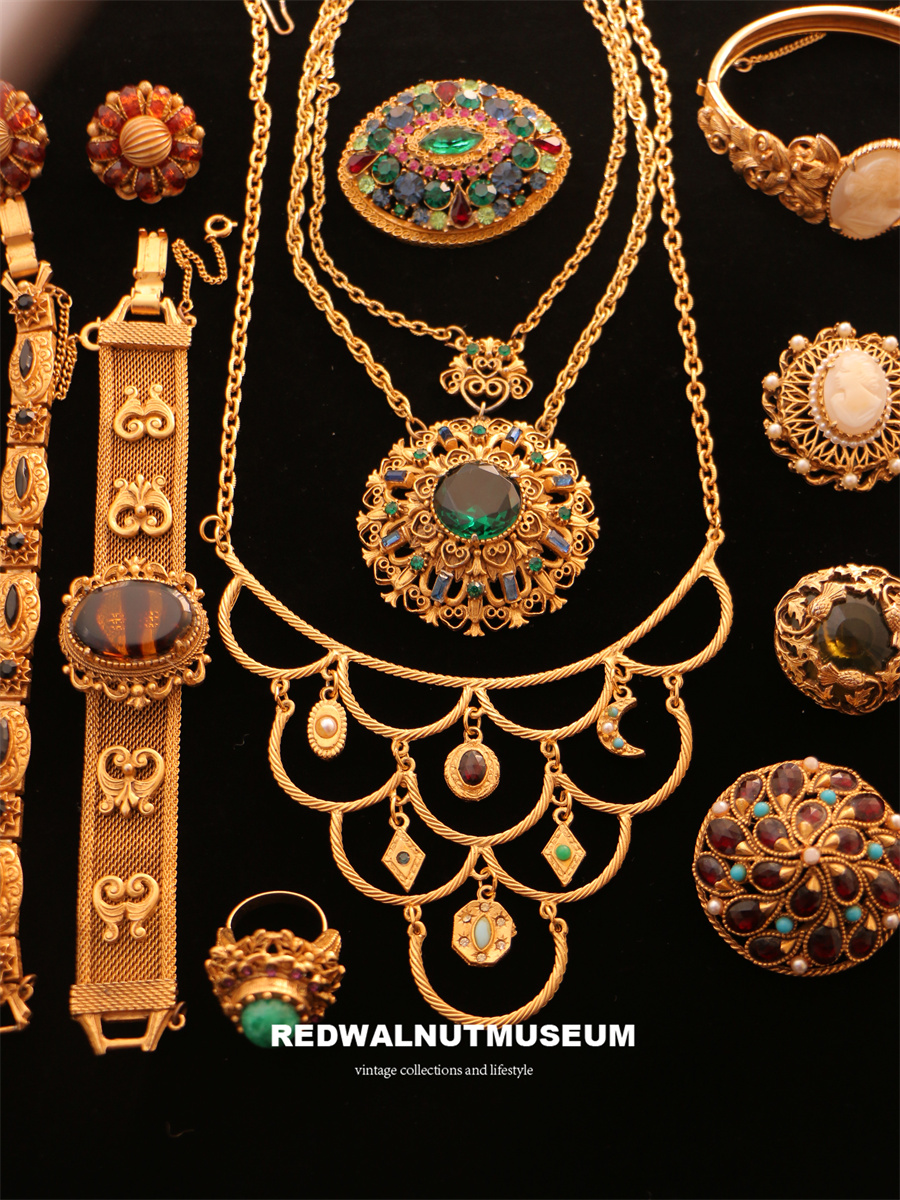 古典维多利亚风Florenza，art等合集卡梅奥多宝vintage项链 胸针