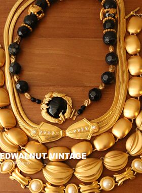 vintage项链厚金古董首饰AK等