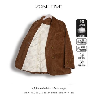 春秋西装 保暖羽绒服 羽绒外套女90白鸭绒内里小个子棕色冬季 西装