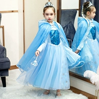 Осенний демисезонный детский наряд маленькой принцессы, платье, длинная юбка, «Холодное сердце», детская одежда, длинный рукав