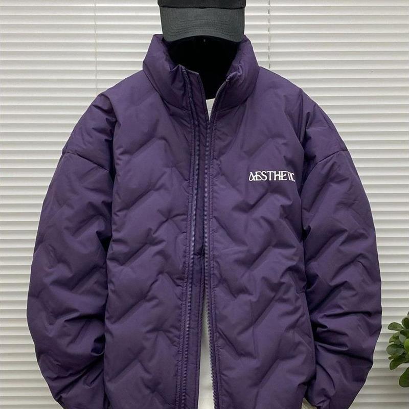 无帽立领刺绣羽绒服男士冬季装大码青少年休闲潮流牌轻薄羽绒外套