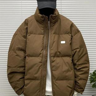 无帽立领轻薄羽绒服男士冬季装大码青少年美拉德潮流休闲羽绒外套