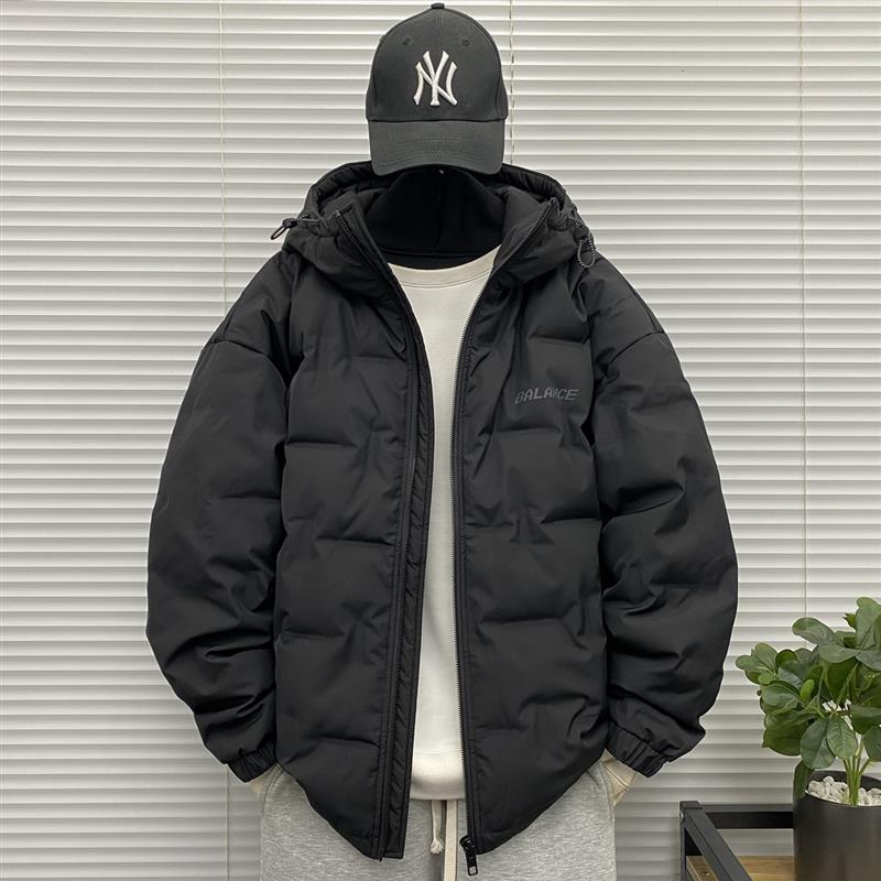 连帽软壳羽绒衣服男士冬季装大码胖子oversize青少年白鸭羽绒外套