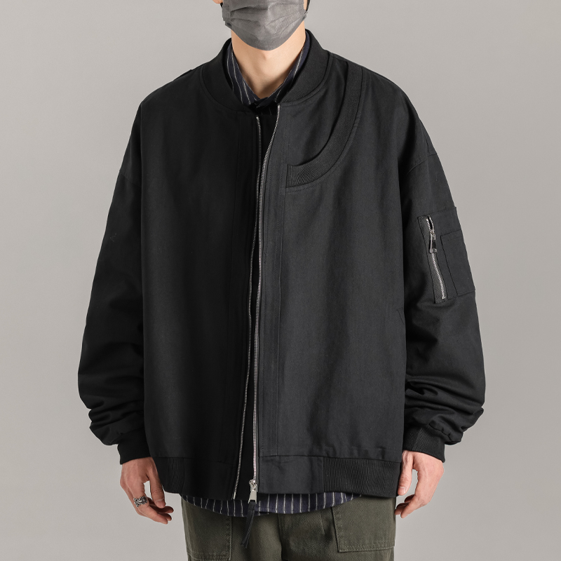 春秋季美式街头小众棒球服外套情侣日系宽松高街飞行工装夹克男潮