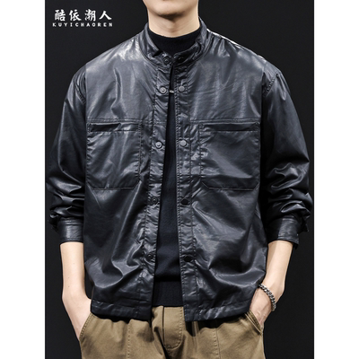 2025新款软皮衣衬衫男士外套长袖秋季休闲衣服潮流高级感大码春秋