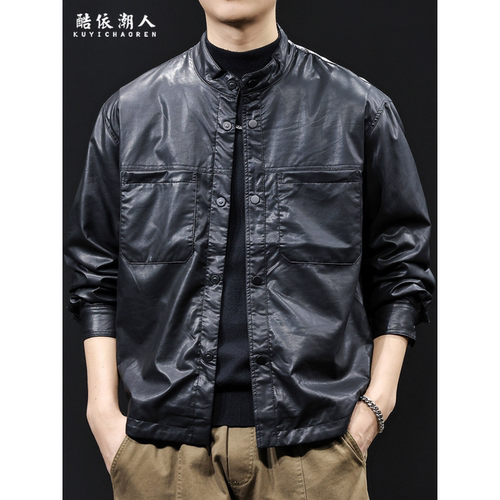 2025新款软皮衣衬衫男士外套长袖秋季休闲衣服潮流高级感大码春秋