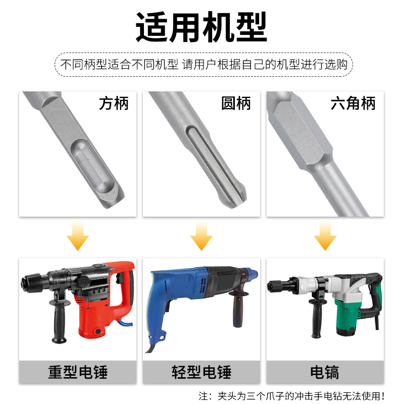 电锤钻头尖扁加长超薄凿子开槽布线混凝土铲子方圆六角五坑电镐头