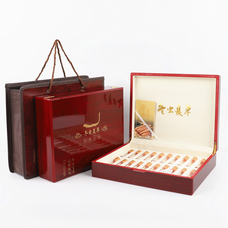 烤漆冬虫夏草木盒礼盒10支20支30支40支50根60支分装瓶手提袋空盒