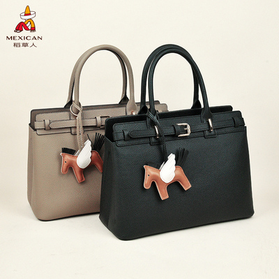 稻草人真皮天马挂件轻奢铂金包