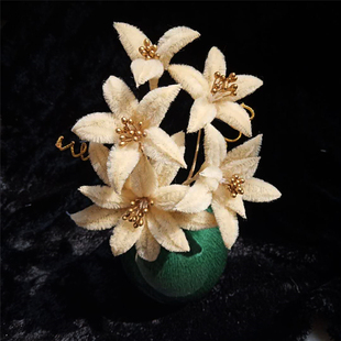 古风新娘汉服仿绒花头饰簪子发簪延禧功略舞台戏曲表演发饰百合饰