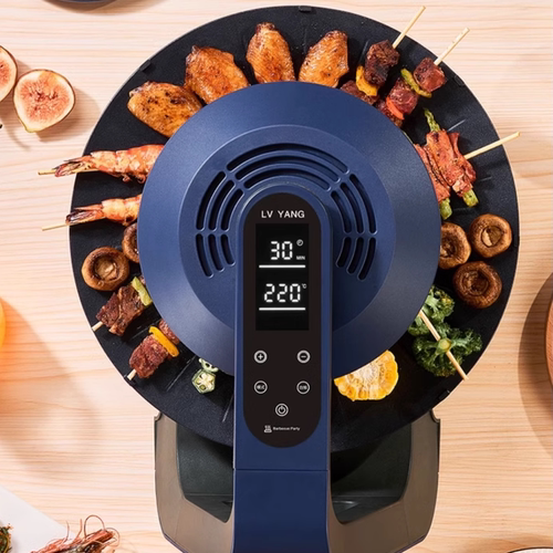 无油烟电烤炉自动旋转多功能烤盘