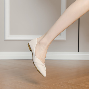 气质百搭通勤不累脚一脚蹬瓢鞋 女2025新款 尖头浅口平底单鞋 法式