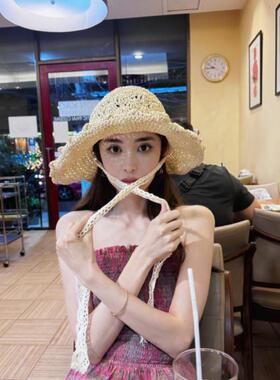 草帽度假风女夏季大帽檐娜扎同款
