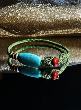 编织天然绿松石转运珠手绳设计款