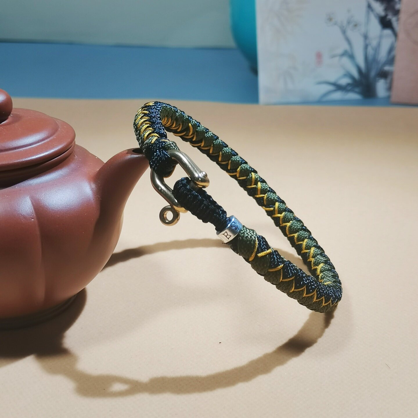 手工编织龙鳞手绳户外风铜扣手环