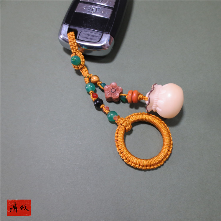 车钥匙扣挂件绳指环菩提根钱袋子