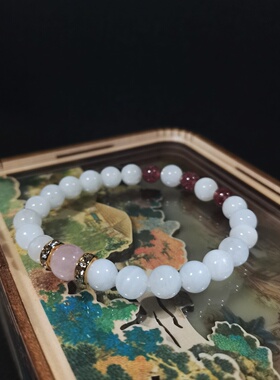 天然白月光石手链圆珠单圈女款